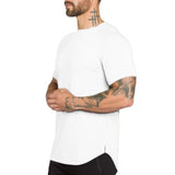 gym clothing fitness t shirt men's extend hip hop summer short sleeve t-shirt cotton bodybuilding muscle tshirt men's Mart Lion White M 