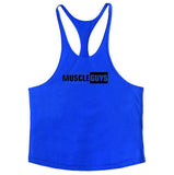Bodybuilding stringer tank tops men blank vest solid color gyms singlets fitness undershirt men vest muscle sleeveless shirt Mart Lion blue mg M 