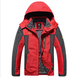 Men's Waterproof Windproof Hood Breathable Jackets Men's coats Autumn Outdoor Mountain Raincoat  clothing Mart Lion red L 