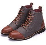 Men Ankle Boots Autumn Casual Lace Up Shoes Booties Oxfords Leather Mart Lion grey 6 