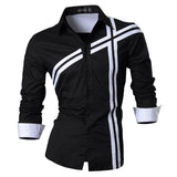 Jeansian Men's Dress Shirts Casual Stylish Long Sleeve Designer Button Down Z014 White Mart Lion Z006-Black US M(170-175cm)70kg China