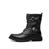 Men's Moto Boots Army Boots Military Tactical Boot Mid-calf Metal Punk Men's Shoes Platform Long Boots Mart Lion   