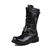 Men's Moto Boots Army Boots Military Tactical Boot Mid-calf Metal Punk Men's Shoes Platform Long Boots Mart Lion   