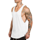 Muscleguys Stringer Tank Top Men's Bodybuilding Clothing Fitness Sleeveless gyms Vests Cotton Singlets Muscle Tops Mart Lion white 89 M 