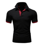 Men's T-shirt Lapel Casual Short-sleeved Stitching Solid Color Pullover Mart Lion   