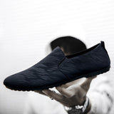 Men Loafers Casual Shoes Summer Canvas Light Breathable Flat Footwear Mart Lion Black 5.5 