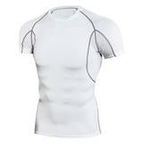 Quick Dry Running Shirt Men's Rashgard Fitness Sport Gym T-shirt Bodybuilding Gym Clothing Workout Short Sleeve Mart Lion white M 