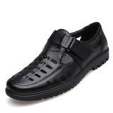 Men Sandals Summer Shoes Leather Casual Sandals Non-slip Mart Lion Black 5.5 