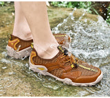 Outdoor Shoes Trekking Summer Colors Slip on Beach Breathable Leather Utility Hiking Shoes Men's Mart Lion   