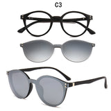 Brand TR90 Flexible Retro Eyewear Women Clips Polarized Lenses Magnet Men's Mirror   Sunglasses Optical Glasses Frames Round Mart Lion CTTR2285-C3  