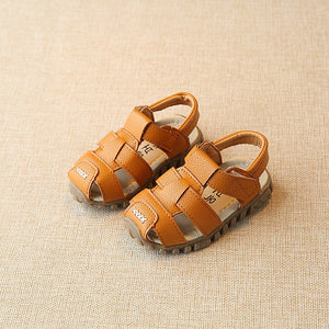 Leather sandals boys summer 100% soft leather boys and girls beach shoes children sports princess Mart Lion   