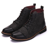 Men Ankle Boots Autumn Casual Lace Up Shoes Booties Oxfords Leather Mart Lion Black 6 