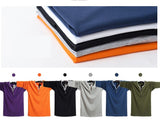 Autumn Men T Shirt Button Big Tall Cotton Long Sleeve T Shirts Men's Casual T-Shirt Solid Fit Tee Top Male Mart Lion   