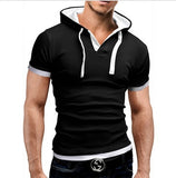 Men's T Shirt Summer Slim Fitness Hooded Short-Sleeved Tees Camisa Masculina Sportswer Homme Mart Lion   