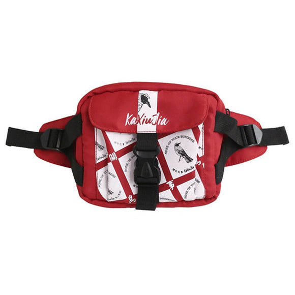 Waist Bag casual Chest Bag functional Shoulder Bags outdoor sport canvas crossbody small Pack street style Fanny Pack170 Mart Lion Red  