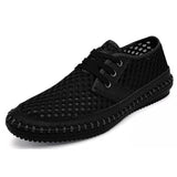 Summer Breathable Mesh Men's Casual Shoes For Handmade Lace-Up Loafers Mart Lion black 6.5 