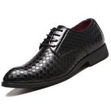 Men Formal Shoes Leather Gingham Wedding Point Toe Party Dress Mart Lion Black 5.5 