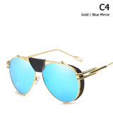 SteamPunk Aviation Style Sunglasses Men's Vintage Brand Design Rock Cool Oculos De Sol 66350 Mart Lion C4  