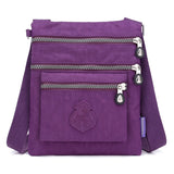 Nylon Multifunction Handbag For Women Waterproof Crossbody Multi Pocket Bag Lady Cell Phone Clutch Lightweight Shoulder Mart Lion Purple1 24cm 