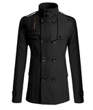 Men's Wool Overcoat Long Suit Woolen Windbreaker Coat Outer Casual Wear Clothing Mart Lion Black M 
