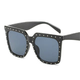 Retro Oversized Diamond Frame Square Sunglasses women Unique Vintage Men's Diamond with Box NX Mart Lion black  