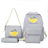 Canvas Letter 4Pcs Set Backpack Women Preppy Style Cartoon Printing School Teenage Girls Travel Cute Lemon Shoulder Bags Mart Lion Grey China 41x28x12cm