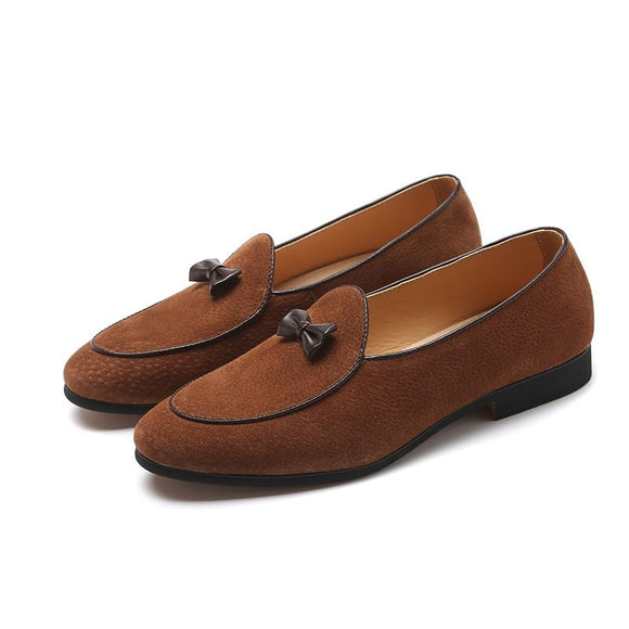 Men's Suede Loafers Casual Outdoor Driving Party Moccasins Shoes Trendy Bow-knot Flats Mart Lion   