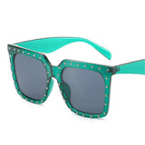 Retro Oversized Diamond Frame Square Sunglasses for women Unique Vintage Diamond Mart Lion green gray  