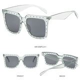 Retro Oversized Diamond Frame Square Sunglasses for women Unique Vintage Diamond Mart Lion   