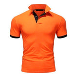 Men's T-shirt Lapel Casual Short-sleeved Stitching Solid Color Pullover Mart Lion   