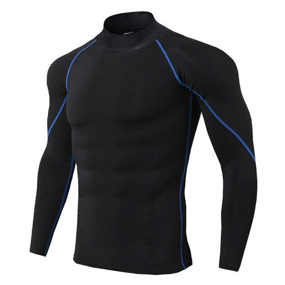  Men's Bodybuilding Sport T-shirt Quick Dry Running Shirt Long Sleeve Compression Top Gym Fitness Tight Rashgard Mart Lion - Mart Lion