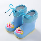 Rain Boots Kids for Boys Girls Cute Waterproof Baby Non-slip Rubber Water Shoes Children Rainboots 4 Seasons Mart Lion Blue  cotton cover 5.5 