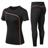 Set Quick Dry 2 Piece Female Short-sleeved long Pants Outdoor Sportswear Fitness suit Sport outfit for woman Mart Lion Orange S China