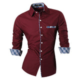 jeansian Autumn Features Shirts Men's Casual Jeans Shirt Long Sleeve Casual Mart Lion Z020-WineRed US M 