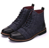 Men Ankle Boots Autumn Casual Lace Up Shoes Booties Oxfords Leather Mart Lion Blue 6 