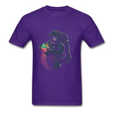 Men's T-shirts JellySpace Novelty Design Jellyfish Astronaut Print Summer Clothes Cotton Top Tee Mart Lion purple XS 