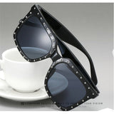 Retro Oversized Diamond Frame Square Sunglasses women Unique Vintage Men's Diamond with Box NX Mart Lion   