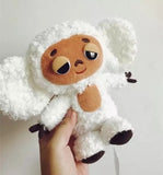 cheburashka plush toy big eyes monkey with clothes doll Russia Anime baby kid sleep appease doll toys for children Mart Lion about 18cm white sleepy 