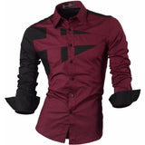 Sportrendy Men's Shirts Dress Casual Leopard Print Stylish Design Shirt Tops Yellow Mart Lion JZS054-WineRed M 