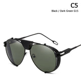 SteamPunk Aviation Style Sunglasses Men's Vintage Brand Design Rock Cool Oculos De Sol 66350 Mart Lion C5  