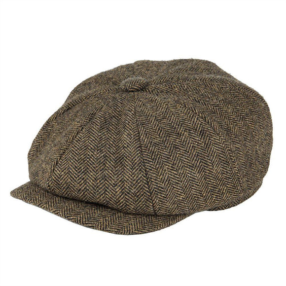 Wool Tweed Newsboy Cap Herringbone Men Women British Gatsby Retro Hat Driver Flat Cap for men's Vintage Herringbone Beret Mart Lion   