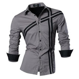 Jeansian Men's Dress Shirts Casual Stylish Long Sleeve Designer Button Down Z014 White