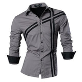 Jeansian Men's Dress Shirts Casual Stylish Long Sleeve Designer Button Down Z014 Black2 Mart Lion   