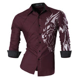 Jeansian Men's Dress Casual Shirts Button Down Long Sleeve Designer Mart Lion Z030-WineRed US M(170-175cm)70kg China