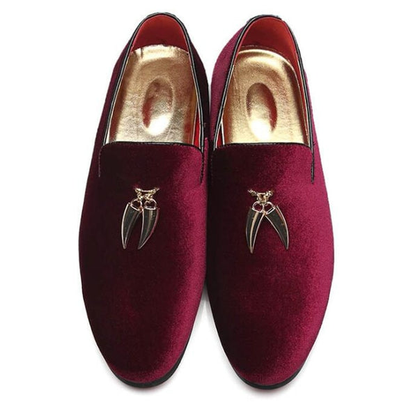 Men;s Pendant Ornament Loafers Casual Driving Moccasins Shoes Youth Trendy Party Flats Mart Lion Wine Red 6 