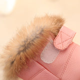 Kids Boots Children Rubber Winter Children Thicken Plush Snow Child Warm Leather Short Baby Infant white Mart Lion   