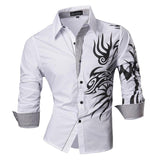Jeansian Men's Dress Casual Shirts Button Down Long Sleeve Designer Mart Lion Z001-White US M(170-175cm)70kg China