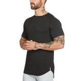 gym clothing fitness t shirt men's extend hip hop summer short sleeve t-shirt cotton bodybuilding muscle tshirt men's Mart Lion Black M 