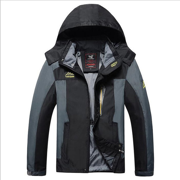 Men's Waterproof Windproof Hood Breathable Jackets Men's coats Autumn Outdoor Mountain Raincoat  clothing Mart Lion black L 