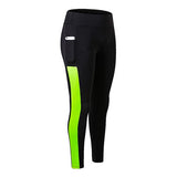 Pants Women Pocket leggings Fitness Sport Leggings running pants Slim Elastic Gym leggings Mart Lion black with green XS 